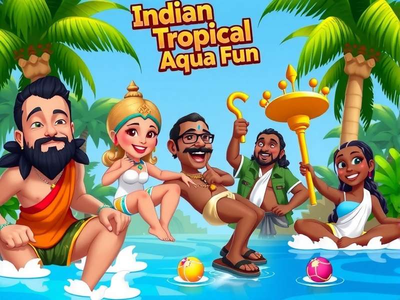 Indian Tropical Aqua Fun - Main Game Cover Indian Tropical Aqua Fun game cover showing vibrant water parks with Indian cultural elements